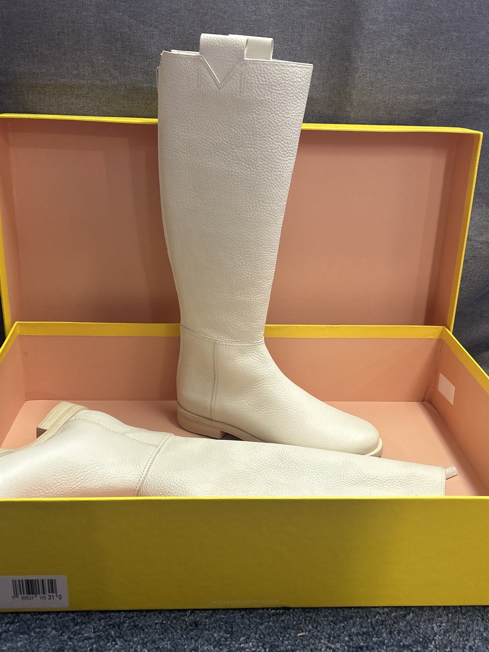 Classic Over-the-Knee Leather Boots in Cream